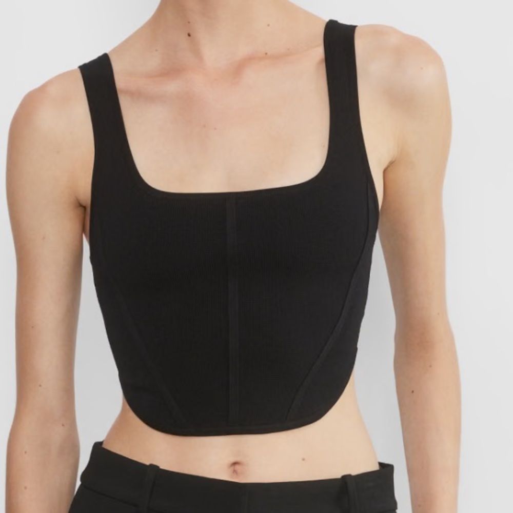 NWT Aritzia Babaton color black Sculpt Knit Bustier Tank 4800